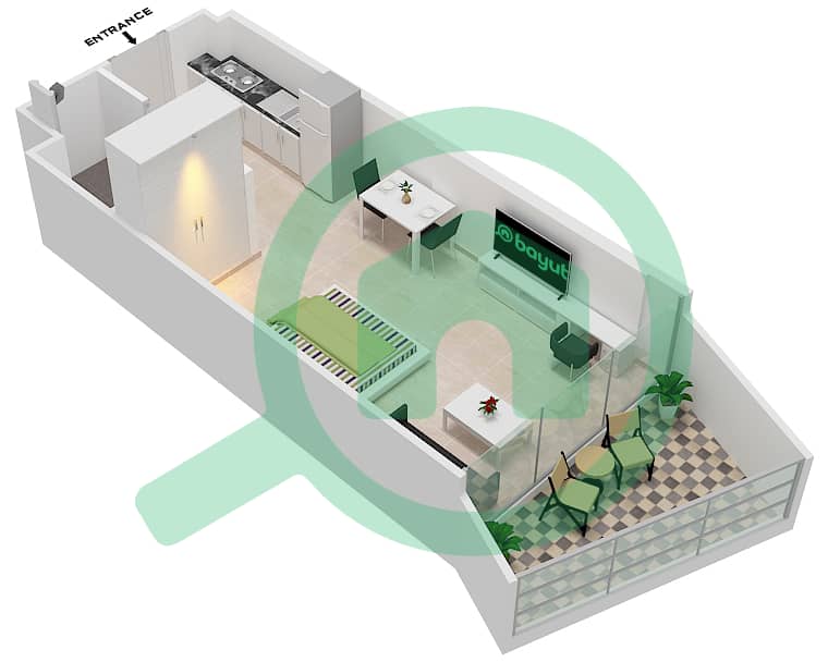 المخططات الطابقية لتصميم الوحدة 7  FLOOR 10 شقة استوديو - ميلينيوم بن غاطي ريزيدنسز Floor 10 interactive3D