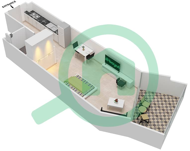 千禧年宾格蒂公馆 - 单身公寓单位10  FLOOR 10戶型图 Floor 10 interactive3D