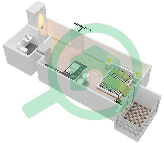 La Fontana Apartments - Studio Apartment Type/unit B/19 Floor plan interactive3D