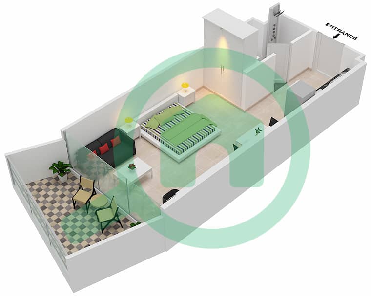 المخططات الطابقية لتصميم الوحدة 7  FLOOR 4 شقة استوديو - ميلينيوم بن غاطي ريزيدنسز Floor 4 interactive3D