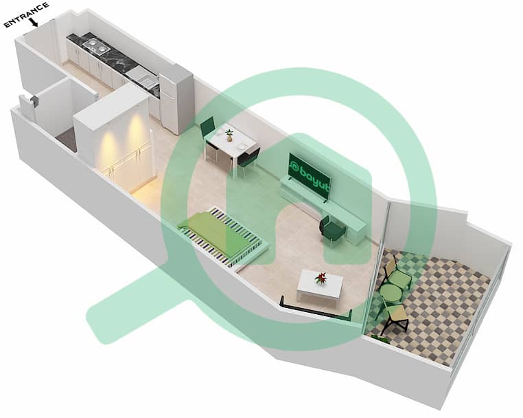 المخططات الطابقية لتصميم الوحدة 10  FLOOR 6 شقة استوديو - ميلينيوم بن غاطي ريزيدنسز Floor 6 interactive3D