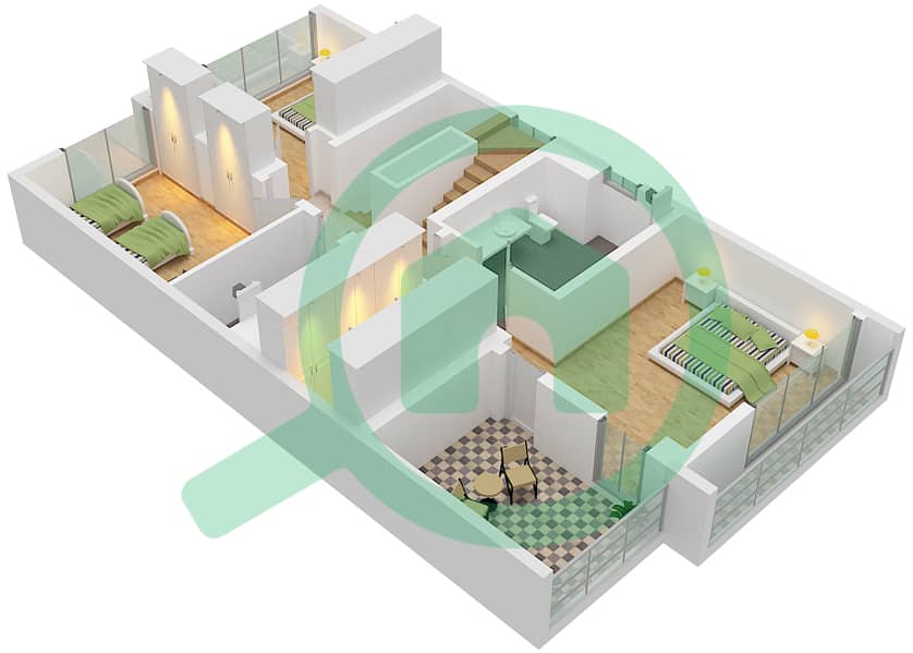 高尔夫树园社区 - 3 卧室别墅类型EAMES 01戶型图 First Floor interactive3D