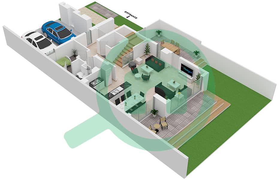 المخططات الطابقية لتصميم النموذج SAVOYE 01 فیلا 3 غرف نوم - جولف جروف Ground Floor interactive3D