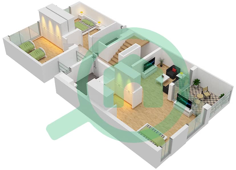 高尔夫树园社区 - 4 卧室别墅类型AALTO 02戶型图 First Floor interactive3D