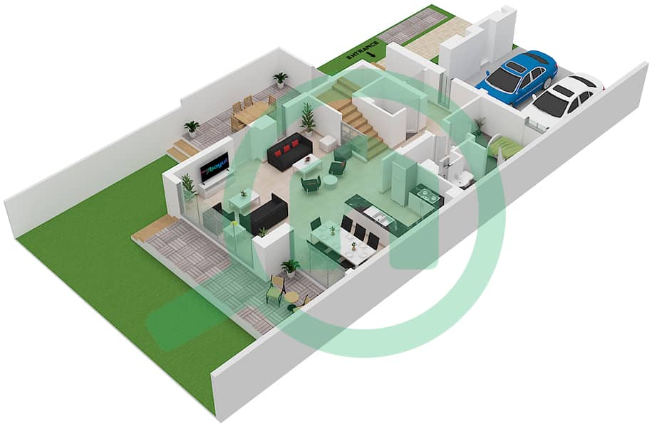 Гольф Гроув - Вилла 3 Cпальни планировка Тип EAMES 02 Ground Floor interactive3D