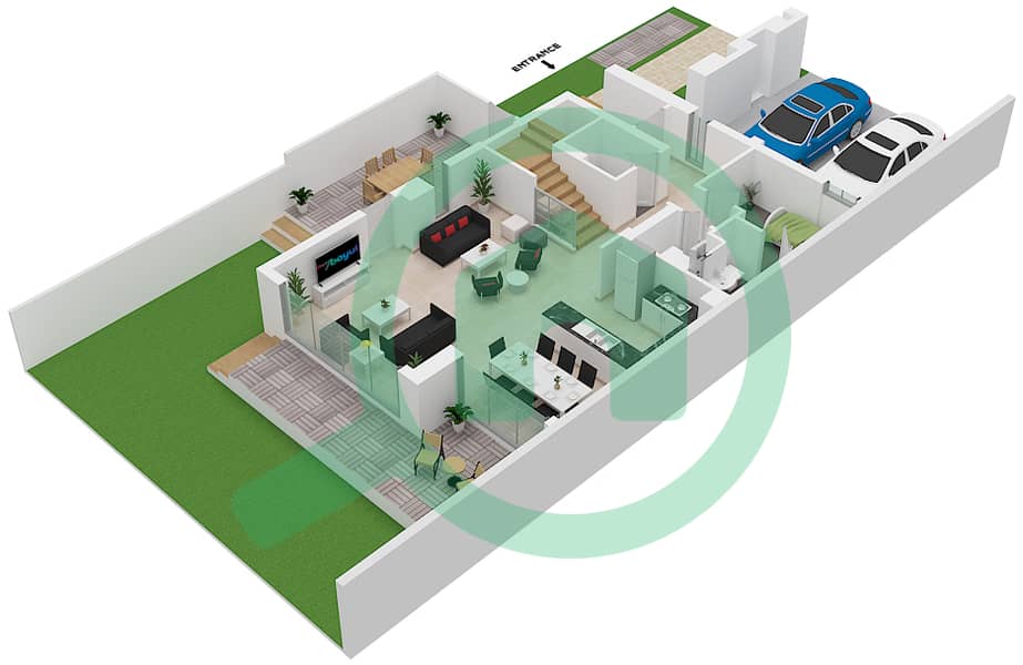 المخططات الطابقية لتصميم النموذج SAVOYE02 فیلا 3 غرف نوم - جولف جروف Ground Floor interactive3D