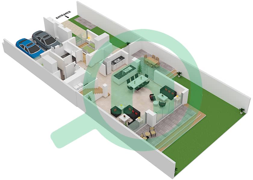高尔夫树园社区 - 4 卧室别墅类型AALTO 01戶型图 Ground Floor interactive3D