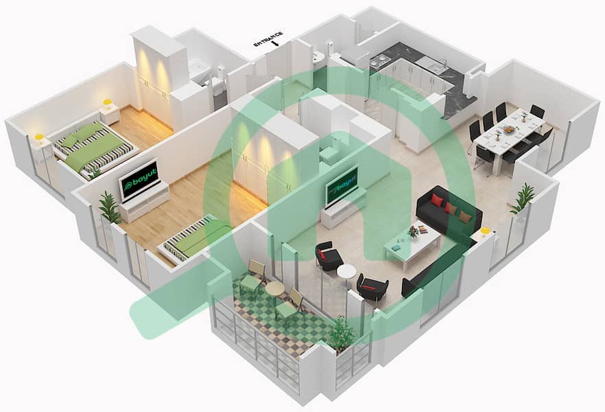 Miska 5 - 2 Bedroom Apartment Unit 7 FLOOR 1-3 Floor plan Floor 1-3 interactive3D