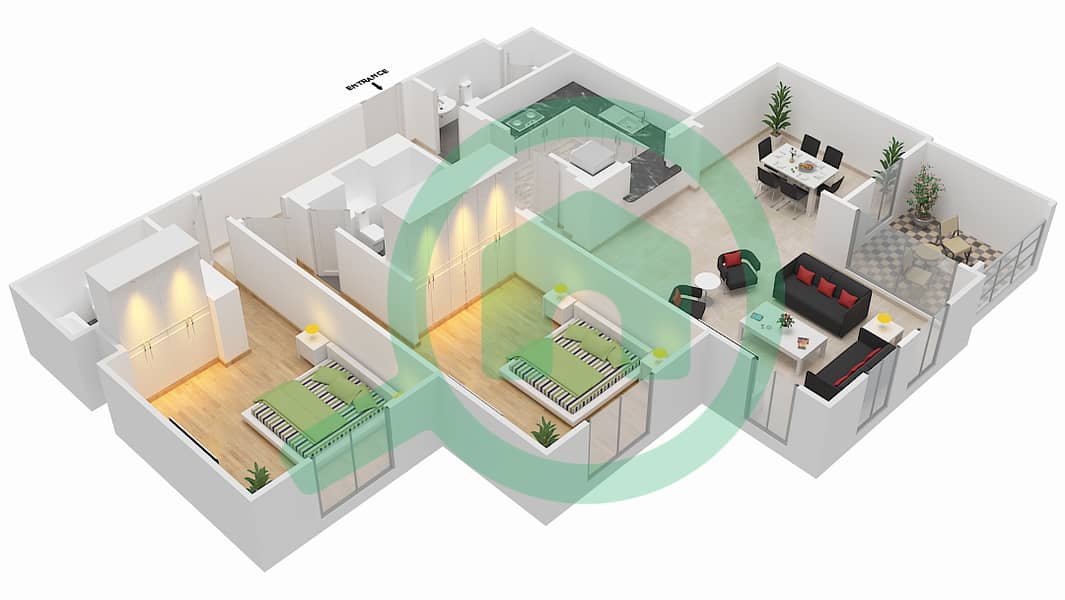 Miska 5 - 2 Bedroom Apartment Unit 3 FLOOR 1-3 Floor plan Floor 1-3 interactive3D