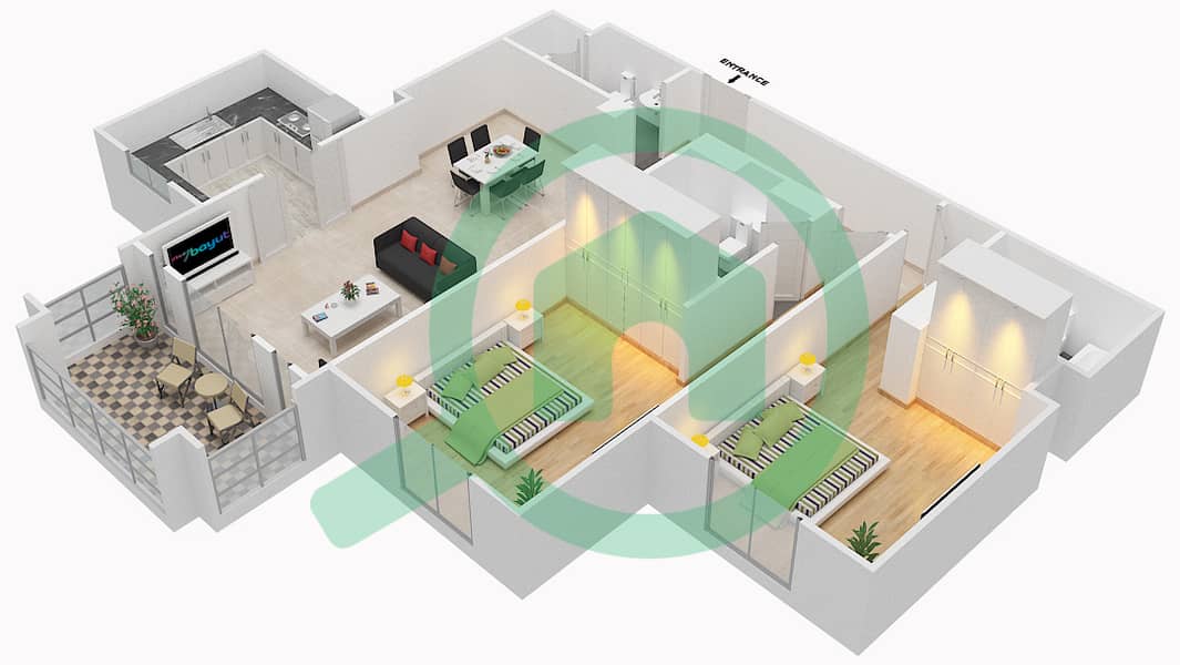 Miska 5 - 2 Bedroom Apartment Unit 8 FLOOR 1-3 Floor plan Floor 1-3 interactive3D
