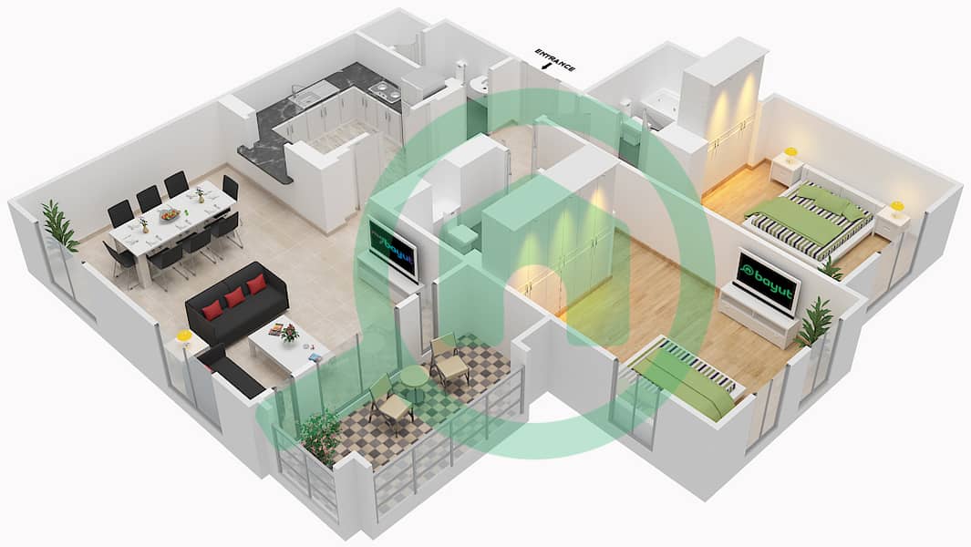 Miska 5 - 2 Bedroom Apartment Unit 4 FLOOR 1-3 Floor plan Floor 1-3 interactive3D