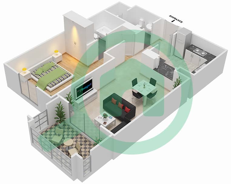 Miska 5 - 1 Bedroom Apartment Unit 5 FLOOR 1-3 Floor plan interactive3D