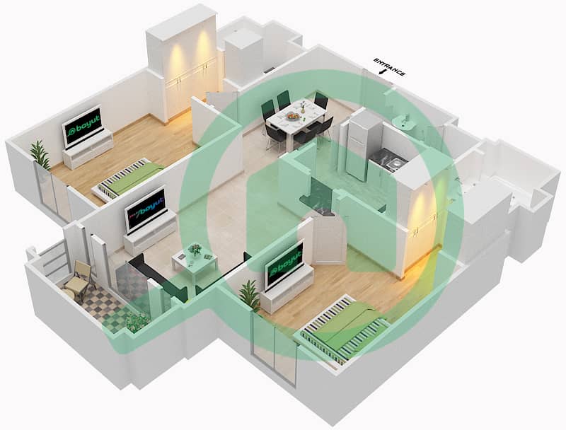 Miska 5 - 2 Bedroom Apartment Unit 11 FLOOR 1-3 Floor plan Floor 1-3 interactive3D
