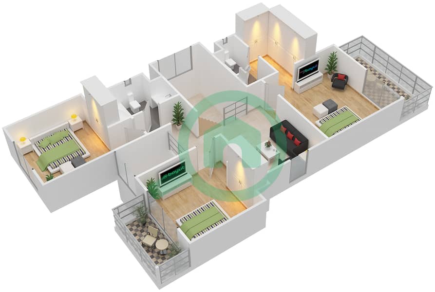 Golf Links - 4 Bedroom Villa Type 2 Floor plan First Floor interactive3D