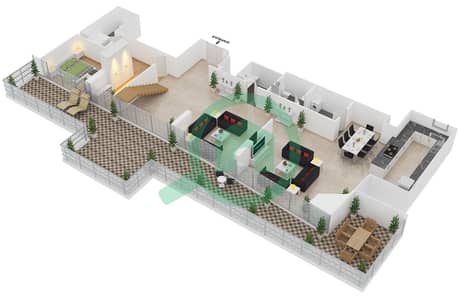 Al Naseem Residence C - 4 Bedroom Apartment Type 1 Floor plan