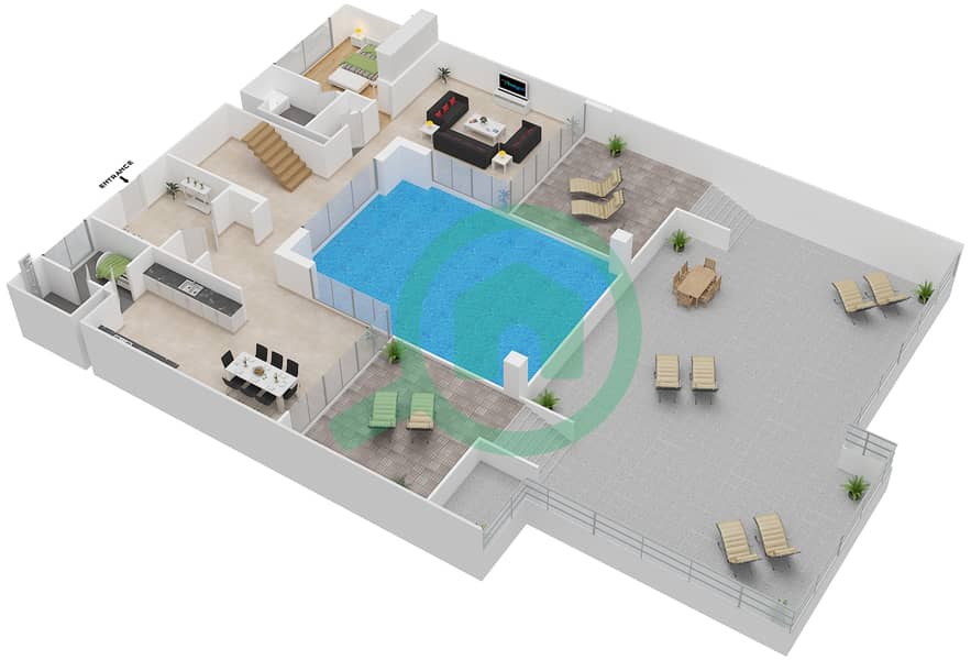 Al Zeina Building C - 4 Bedroom Villa Type PV2-C2 Floor plan Podium Lower Floor interactive3D