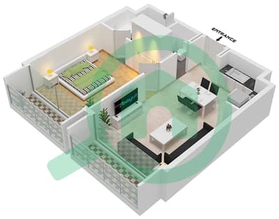 Vida Residence Aljada - 1 Bedroom Apartment Type A-1, FLOOR-2,4,6,8 Floor plan