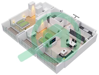 المخططات الطابقية لتصميم النموذج A-1 شقة 2 غرفة نوم - فيدا ريزيدنس الجادة