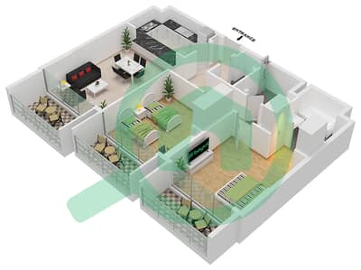 Vida Residence Aljada - 2 Bedroom Apartment Type A-4, FLOOR-1,3,5,7 Floor plan