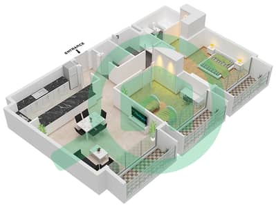 المخططات الطابقية لتصميم النموذج C-2 شقة 2 غرفة نوم - فيدا ريزيدنس الجادة