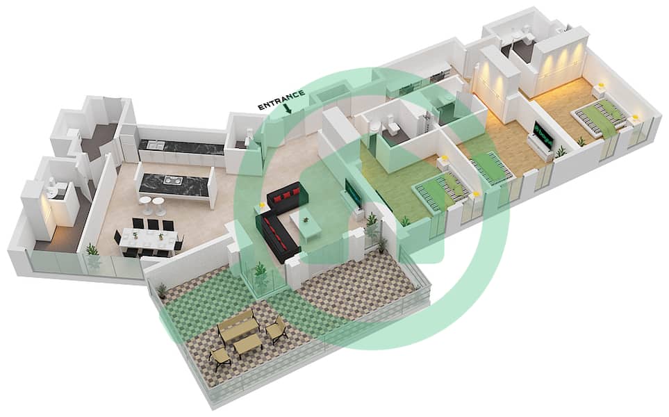 Apartment Building 10 - 3 Bedroom Apartment Type/unit 1-4/5 Floor plan Floor 1 interactive3D