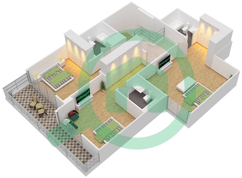 Golf Vista - 3 Bedroom Townhouse Type A GROUND FLOOR & PODIUM Floor plan Podium Floor interactive3D