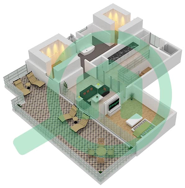 المخططات الطابقية لتصميم النموذج THE RESERVE GRAND VILLA-A فیلا 6 غرف نوم - علايا بيتش Roof interactive3D