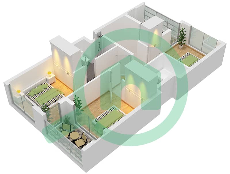 Экспо Гольф Виллы 3 - Таунхаус 3 Cпальни планировка Тип A First Floor interactive3D