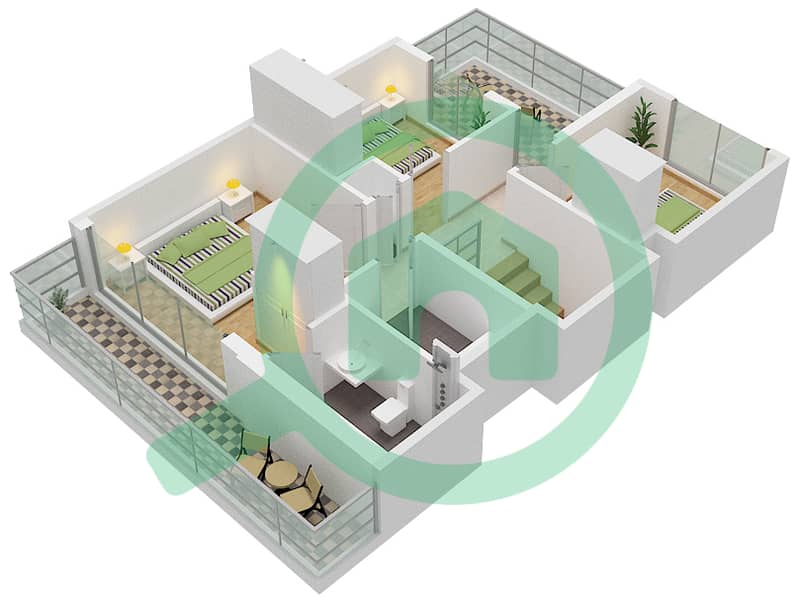Expo Golf Villas 3 (Parkside 3) - 4 Bedroom Townhouse Type B Floor plan First Floor interactive3D