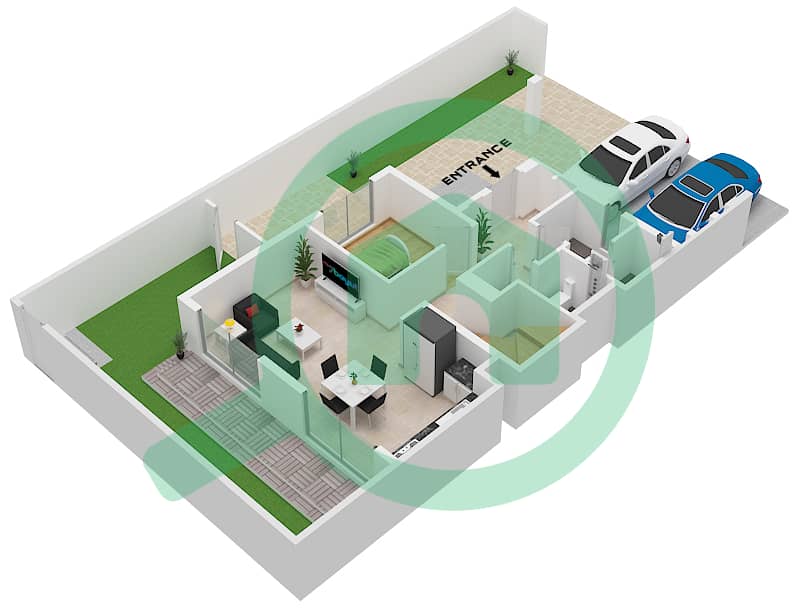 Expo Golf Villas 3 (Parkside 3) - 4 Bedroom Townhouse Type B Floor plan Ground Floor interactive3D