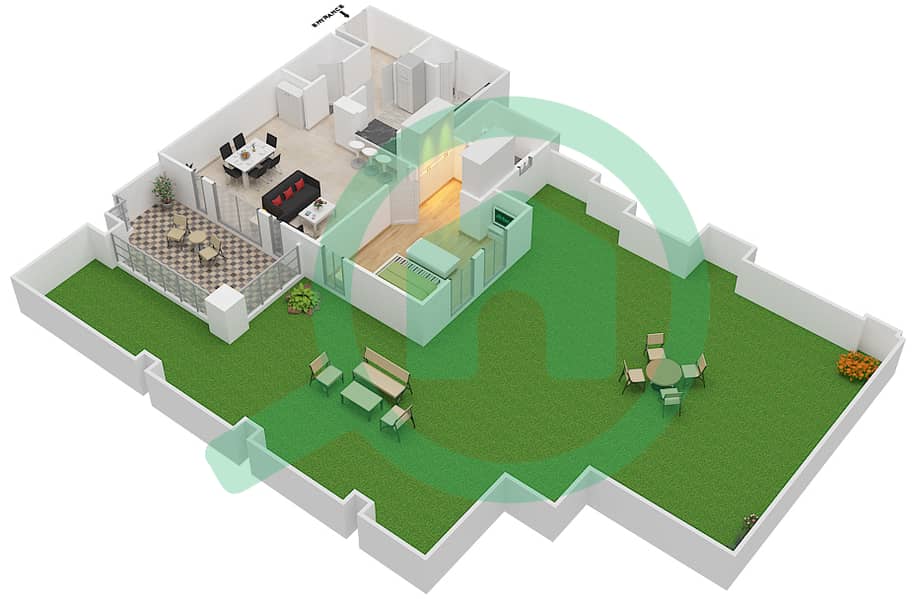 Рихан 5 - Апартамент 1 Спальня планировка Единица измерения 5 / GROUND FLOOR Ground Floor interactive3D