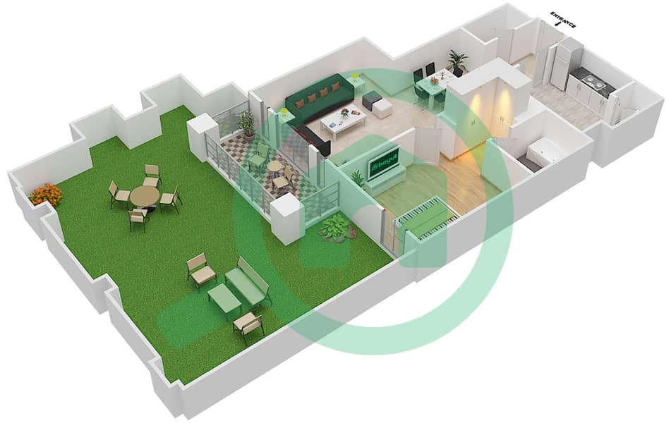 Рихан 5 - Апартамент 1 Спальня планировка Единица измерения 10 / GROUND FLOOR interactive3D