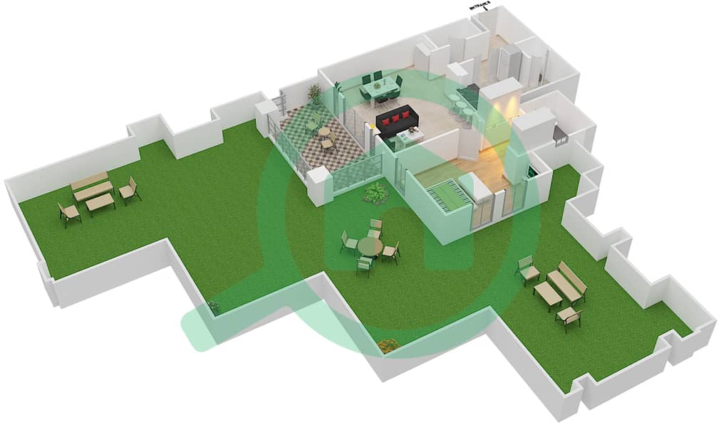 Рихан 5 - Апартамент 1 Спальня планировка Единица измерения 11 / GROUND FLOOR Ground Floor interactive3D