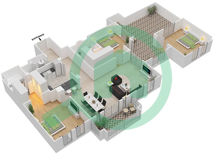 Reehan 6 - 3 Bedroom Apartment Unit 2 / FLOOR-4 Floor plan Floor-4 interactive3D