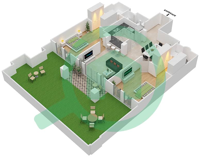 Reehan 6 - 2 Bedroom Apartment Unit 8  GROUND FLOOR Floor plan Ground Floor interactive3D