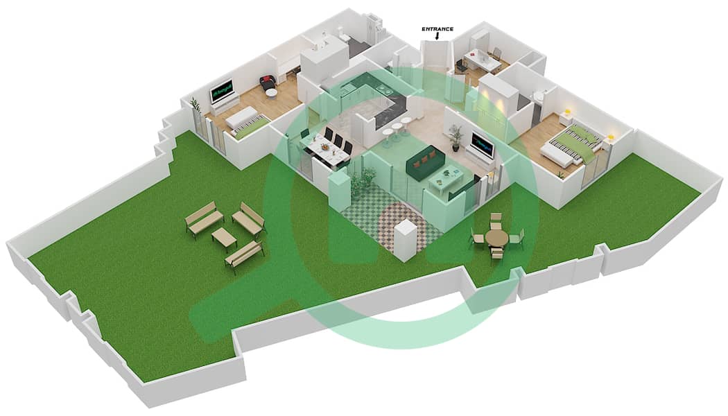 Reehan 7 - 2 Bedroom Apartment Unit 2 / GROUND FLOOR Floor plan Ground Floor interactive3D