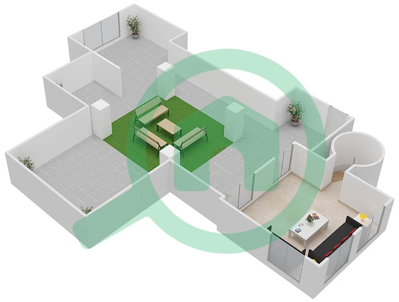 Рихан 7 - Апартамент 2 Cпальни планировка Единица измерения 2 / FLOOR 9 Upper Floor interactive3D