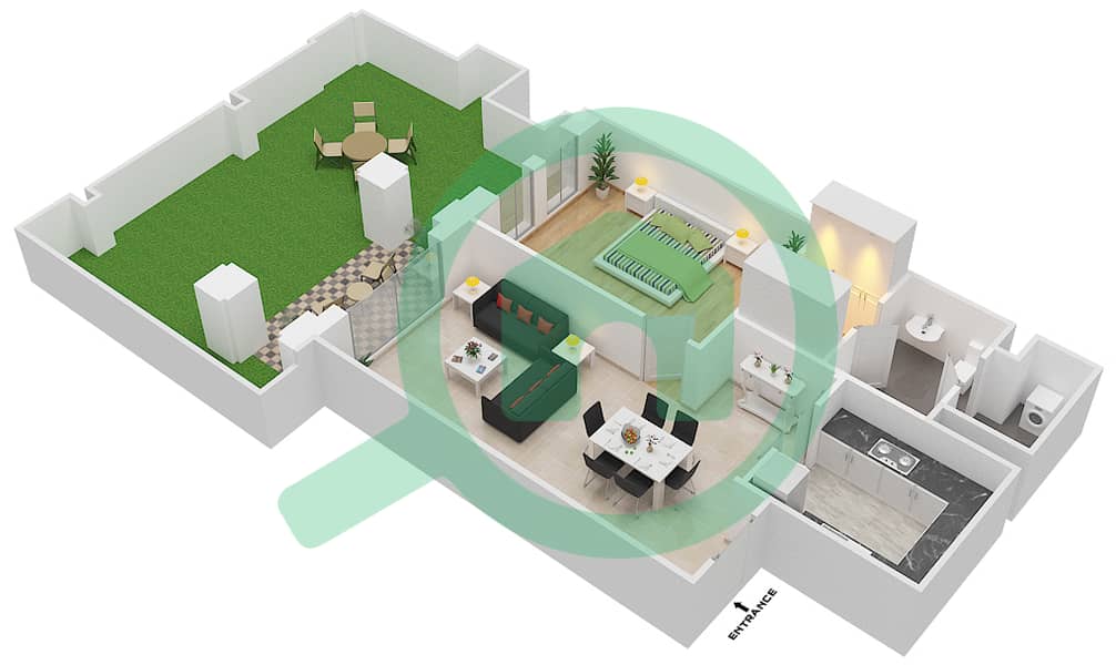 Reehan 7 - 1 Bedroom Apartment Unit 4 / GROUND FLOOR Floor plan Ground Floor interactive3D