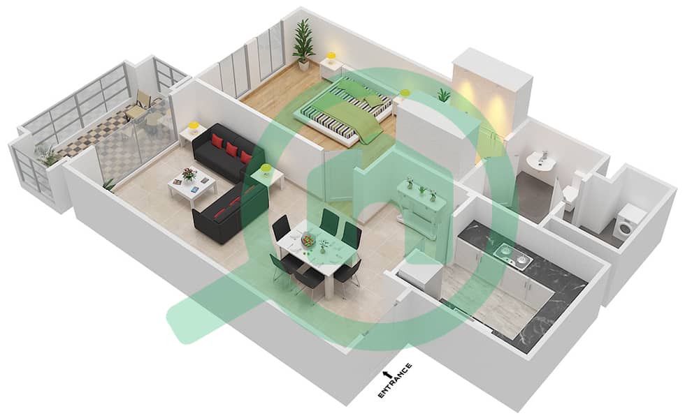 Reehan 7 - 1 Bedroom Apartment Unit 4 / FLOOR 1-8 Floor plan Floor 1-8 interactive3D