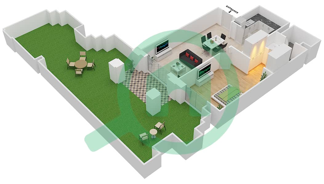 Reehan 7 - 1 Bedroom Apartment Unit 5 / GROUND FLOOR Floor plan Ground Floor interactive3D