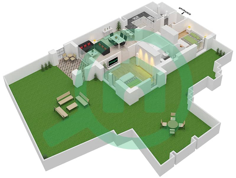 Reehan 7 - 2 Bedroom Apartment Unit 6 / GROUND FLOOR Floor plan Ground Floor interactive3D
