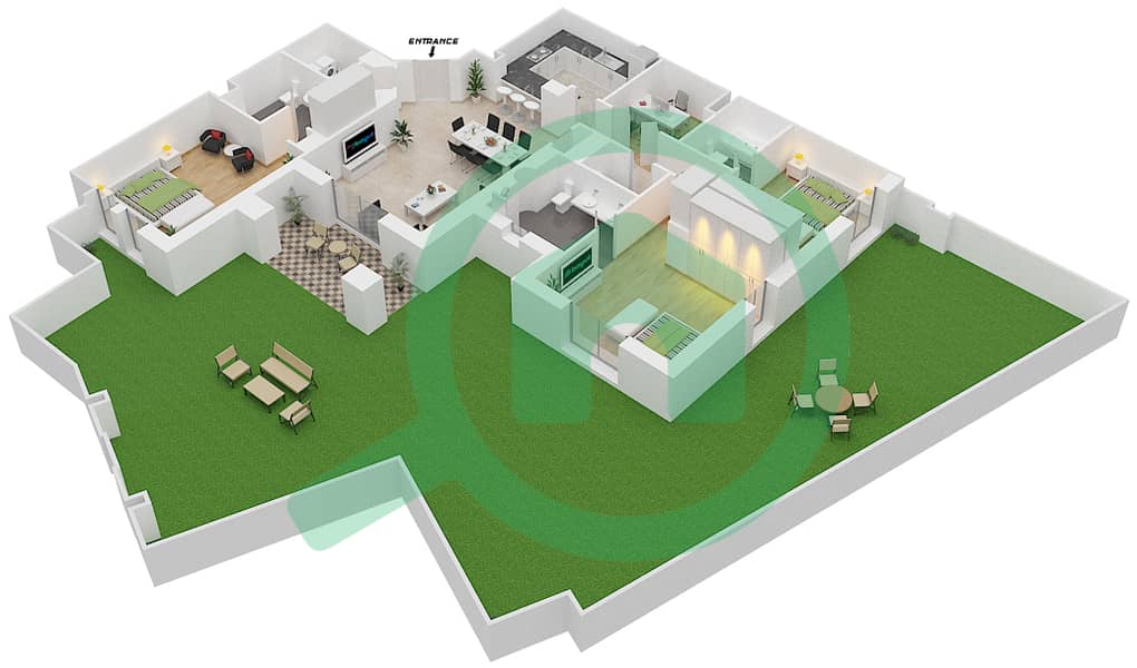 Reehan 7 - 3 Bedroom Apartment Unit 7 / GROUND FLOOR Floor plan Ground Floor interactive3D