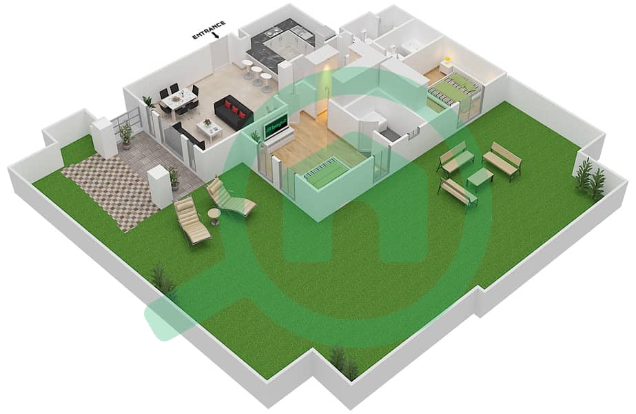 Reehan 8 - 2 Bedroom Apartment Unit 4 GROUND FLOOR Floor plan Ground Floor interactive3D