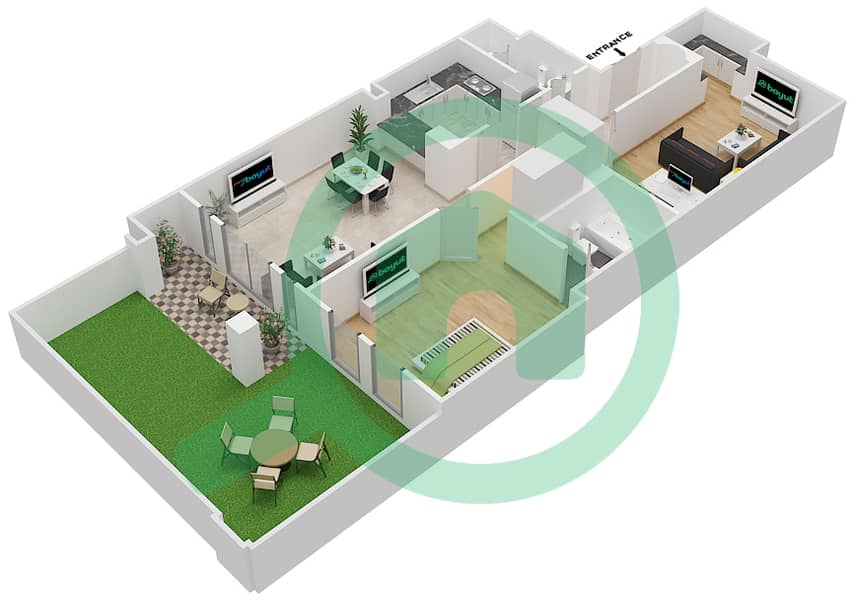 Reehan 8 - 1 Bedroom Apartment Unit 6 GROUND FLOOR Floor plan Ground Floor interactive3D