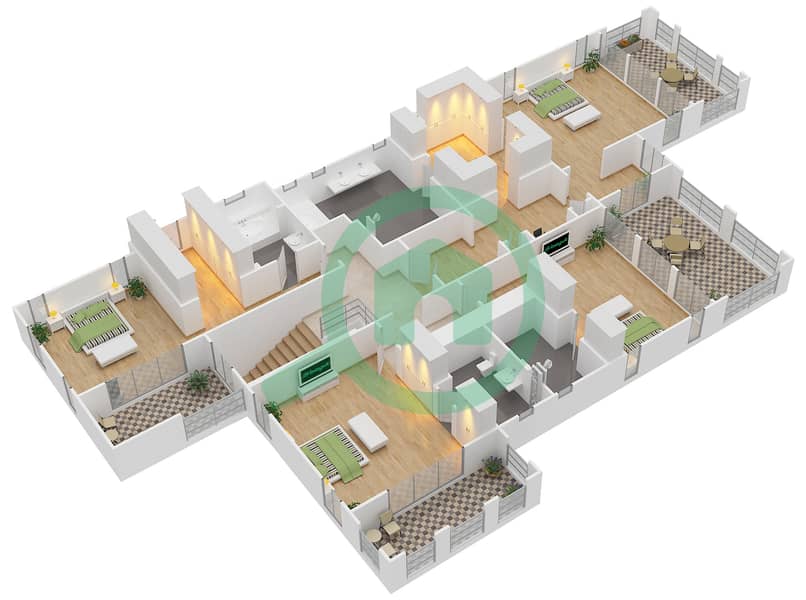 المخططات الطابقية لتصميم النموذج COUNTRY DOWN-A فیلا 5 غرف نوم - ريدوود أفينيو First Floor interactive3D