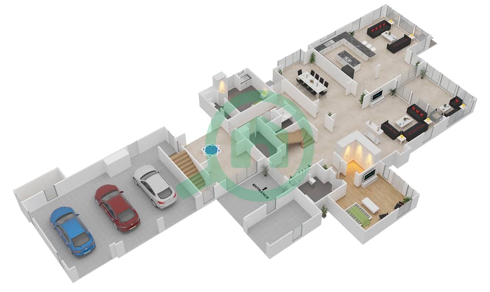 Редвуд Авеню - Вилла 5 Cпальни планировка Тип MELBOURNE-B1 Ground Floor interactive3D
