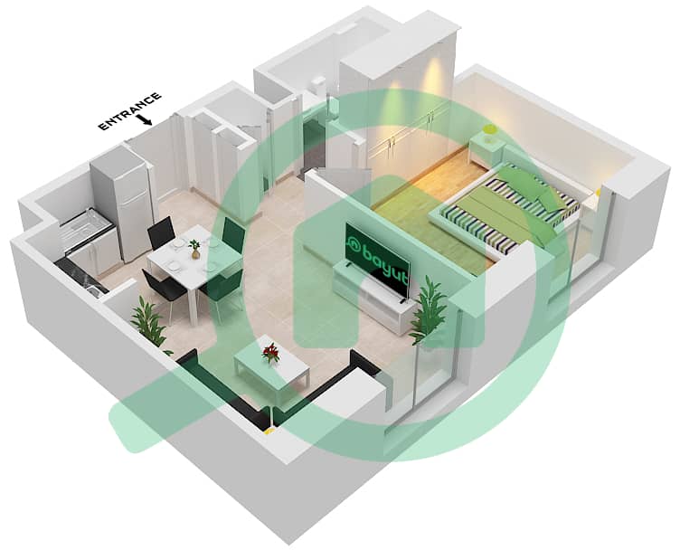 Hayat Boulevard - 1 Bedroom Apartment Type/unit 1A-6 Floor plan interactive3D