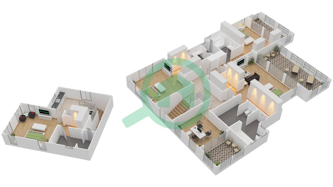 红木大道 - 5 卧室别墅类型MELBOURNE-B3戶型图 First Floor interactive3D