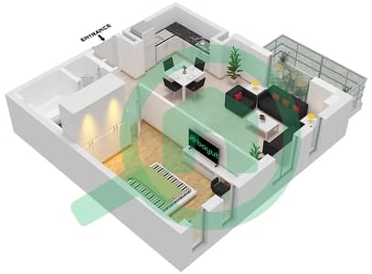 Hayat Boulevard - 1 Bedroom Apartment Type/unit 1F-1 Floor plan