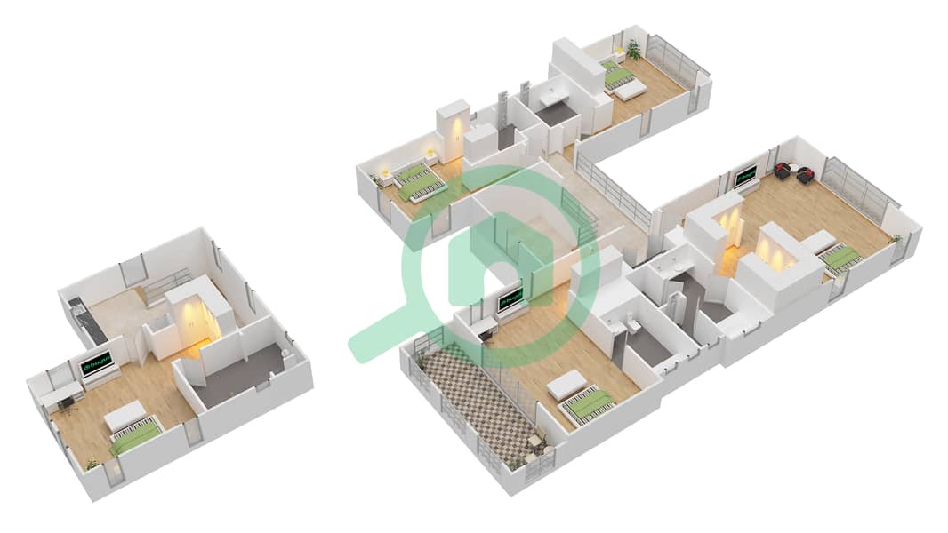 Redwood Avenue - 6 Bedroom Villa Type ONTARIO-E1 Floor plan First Floor interactive3D